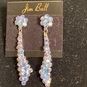 Jim Ball Iridescent Crystal Drop Earrings - Blue/Purple Sparkle
